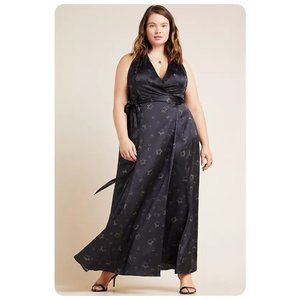 NWT Anthropologie Hutch Black Starry Night Sleeveless Belted Wrap Maxi Dress